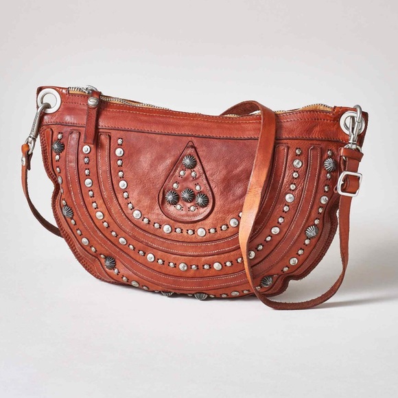 Campomaggi Handbags - Campomaggi Catullo Clutch Bag Embellished Hobo shoulder purse cognac Studded